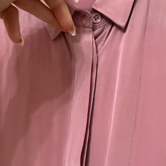 100% Silk Iris & Ink Button-Up Blouse | Dusty Rose Pink - Picture 9 of 11